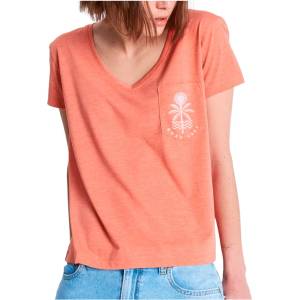 Roxy Дамска тениска Roxy Women's Laguna Green V Neck T-shirt - Apricot Brandy - размер XS (916-6305-0211)