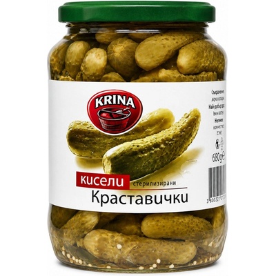 KRINA Крина Стерилизирани кисели краставички Екстра 680г