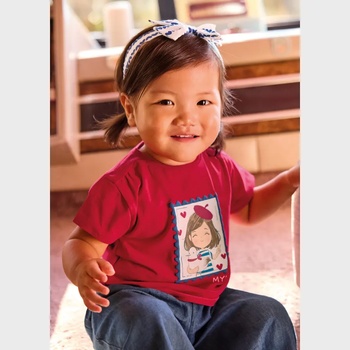 MAYORAL Тениска къс ръкав с диадема Червен цвят за бебе момиче Mayoral