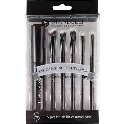 Standelli professional Set kosmetických štětců na úpravu očí a obočí 5 ks + pouzdro