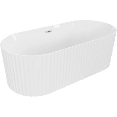 Mexen Paola свободностояща рифелована вана 170 x 80 см, бял гланц, преливник - четкан никел - 52721708000-97 (52721708000-97)