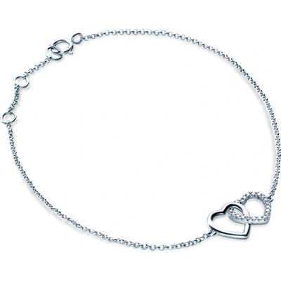 SAVICKI Náramok s príveskom srdce biele zlato s diamantmi 0.06 ct 18 cm - SAVB05742 W