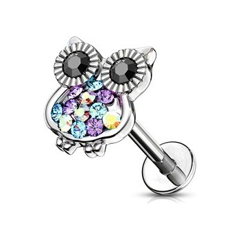 Šperky4U Labreta piercing do brady sova LB0004-1208