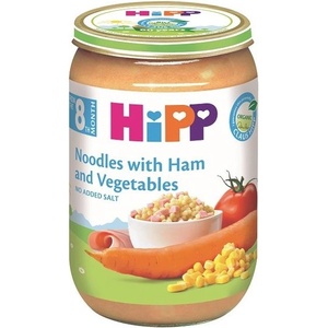 Hipp Био пюре Hipp - Шунка, зеленчуци и макарони, 220 g (6540) - ozone