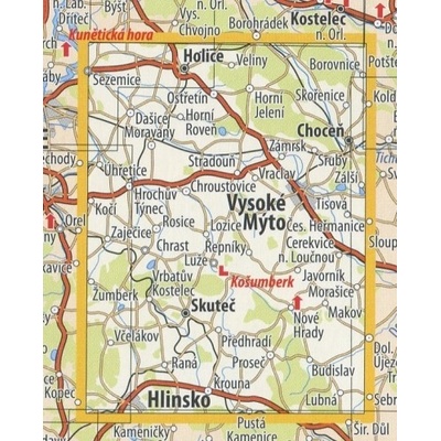 KČT 47 Vysokomýtsko a Skutečsko - nástěnná turistická mapa 60 x 90 cm Varianta: mapa v dřevěném rámu, Provedení: Ticiago černý