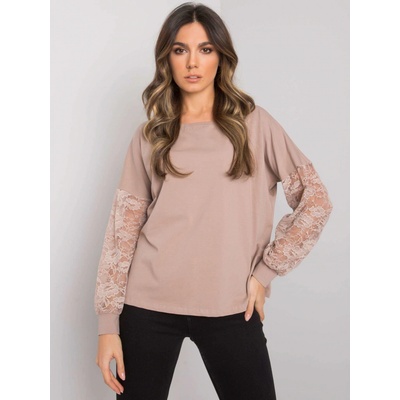 Dámske tričko s čipkovými rukávmi RV BZ 7342.03 BEIGE