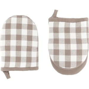 Tiseco Home Studio Памучни кухненски ръкавици в комплект от 2 бр. Gingham - Tiseco Home Studio (9684TAUPE)