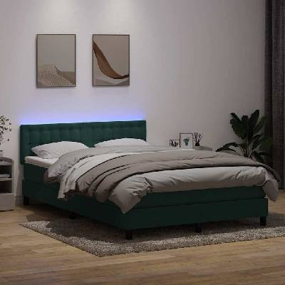 vidaXL 11461.3317322 Boxspring postel s matrací a LED tmavě zelená samet