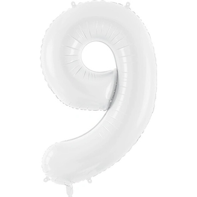 PartyDeco Balónek fóliový čísla 0-9 bílý 100 cm 0-9: 9