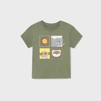 MAYORAL Тениска къс ръкав животни в цвят зелено каки за мини момче Майорал