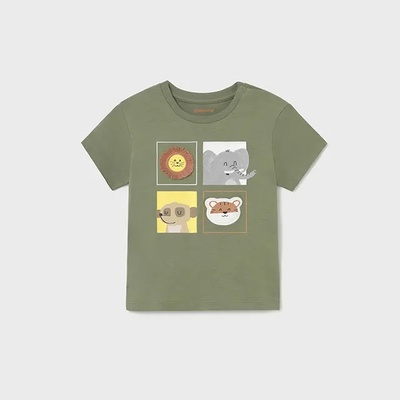 MAYORAL Тениска къс ръкав животни в цвят зелено каки за мини момче Майорал