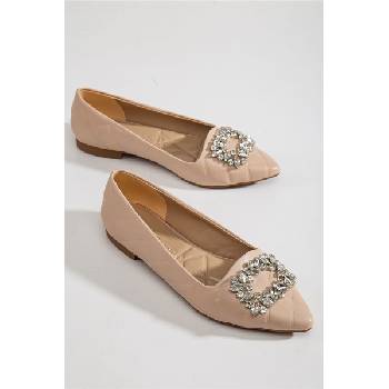 Moda Trend Дамски балерини с декоративни камъчета - Бежови #366115 (366115_Бежов)