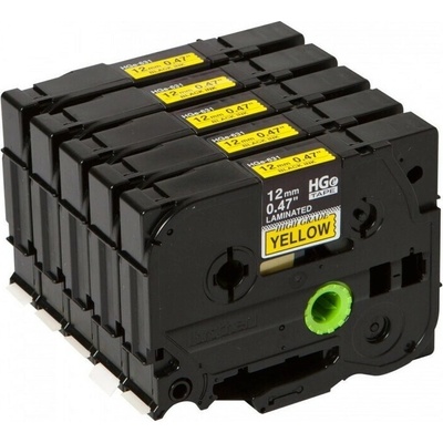Brother HGe-631 černý tisk žlutý podklad 12 mm x 8 m