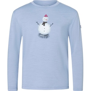 super. natural Детска блуза с дълъг ръкав super. natural Kid's Snowman L/S Merino longsleeve - Forget Me Not Blue / Various - размер 110 (EU) (704-6177-0212)