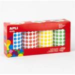 APLI Кръгли стикери, 10, 5 мм, APLI Kids "Стикери", 4 ролки, смесени цветове 20688 (20688)