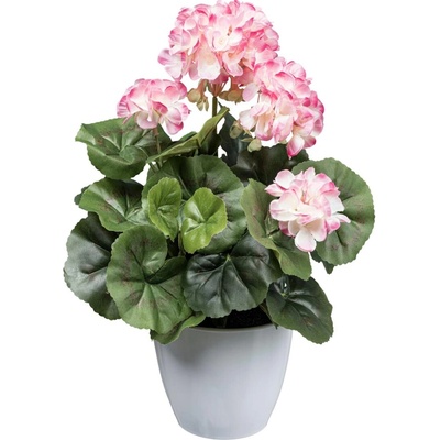 Gasper Umělá květina Geránium 34 cm, růžovo-bílá