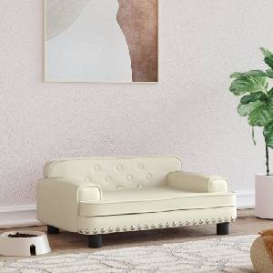 vidaXL Кучешко легло, Кремаво , 70x45x30 см, изкуствена кожа (171890)