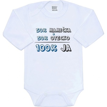 Body s potlačou New Baby 50% MAMIČKA + 50% OTECKO 100% JA modré