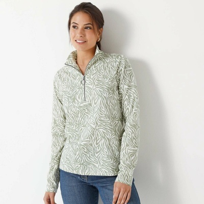 Blancheporte Tričko so stojačikom na zips a potlačou zelenkastá