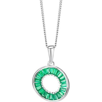 Preciosa Stříbrný přívěsek s řetízkem Twist s kubickou zirkonií Preciosa zelená 5418 66