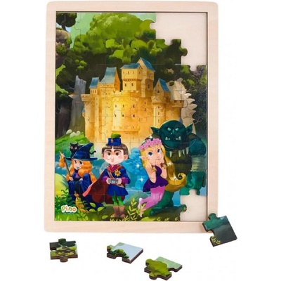 Pino Toys Дървен пъзел от 48 части Pino Приказки - Замък (5841UP)