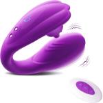SuperLove Dual Stimulation Clitoral Tongue Vibrator with Remote Purple