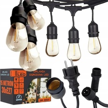 SmartLED LED Venkovní dekorační řetěz 30xE27/1W/230V 16,44 m IP44 černá 4535