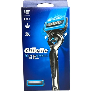 Gillette мъжка самобръсначка, Fusion proshield 5, Chill, дръжка 1 брой, ножче 1 брой