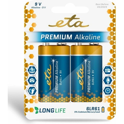 Eta Premium Alkaline 9V 6LR61 2ks ETA9VPREM2