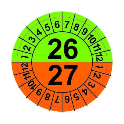 Grafiko | Kontrolní kolečko typ 22 - 2026/2027 zelená/oranžová - Materiál fólie s ochrannou laminací, Rozměr aršík 30ks ⌀ 25mm