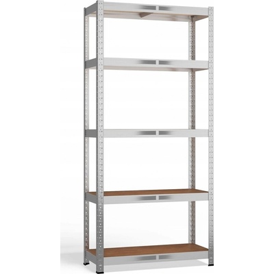 Topeshop Kovový Úložný Regál 150x70x30 cm 5 políc 875 kg MDF garáž pivnica