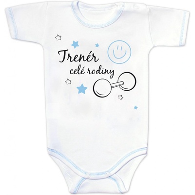 Baby Nellys Body krátky rukáv s vtipným textom Baby Nellys Trenér celé rodiny