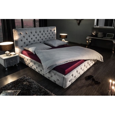 Interior DE Chesterfield Lux stříbrnošedá samet