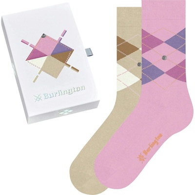 Burlington dámska darčeková sada Gift Box Argyle 2-Pack Pink Beige