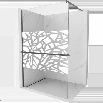 Image 1 of Mexen Kioto+ душ-преграда със стъклена полица Walk-in 120 x 200 cm, бял мотив, четкан gun gray - 800-120-121-66-85 (800-120-121-66-85)