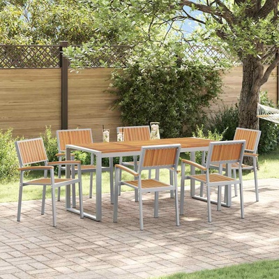 vidaXL Комплект за хранене в градината 7 pcs Сив (3284372)