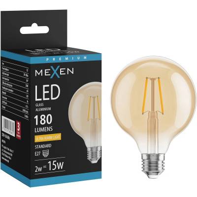 Mexen Vintis LED крушка с нажежаема жичка E27, G95, 2W, Топла - 2200K, 180 lm, кехлибар (L157-E27-0222-50)