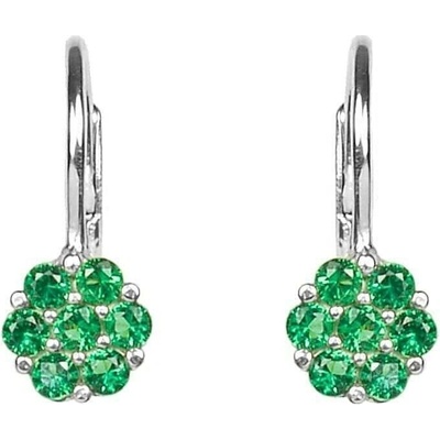 INFINITYSILVER Stříbrné náušnice FIORE 2 zelené kytičky KE3ZZp