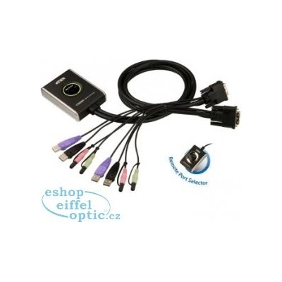 Aten CS-682 DataSwitch elektronický 2:1 (kláv.,DVI,myš,audio) USB, 1,2m kabely – Zboží Živě