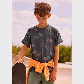 MAYORAL Тениска къс ръкав Тъмносив с цветни джойстици за момче Mayoral