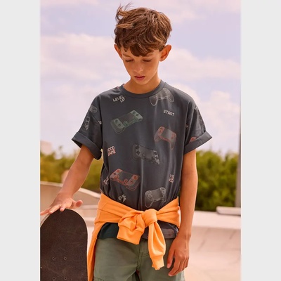 MAYORAL Тениска къс ръкав Тъмносив с цветни джойстици за момче Mayoral