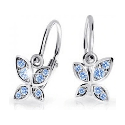 Cutie Jewellery Detské náušnice z bieleho zlata Motýlikovia C2259-10-X-2 svetlo modrá