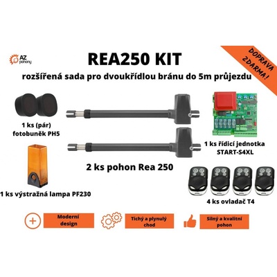 REA250 KIT - rozšířená sada pohonu pro dvoukřídlou bránu do 5m průjezdu