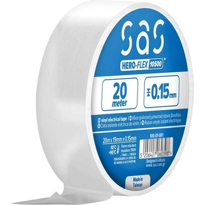 Sas Изолирбанд в бял цвят SAS Hero-Flex 100-01-002 - 19 mm, 20 m (00-01-002)