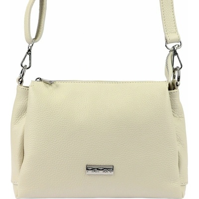 Mia More Mia More Itálie Malá/střední tříoddílová kožená béžová crossbody kabelka no. 002
