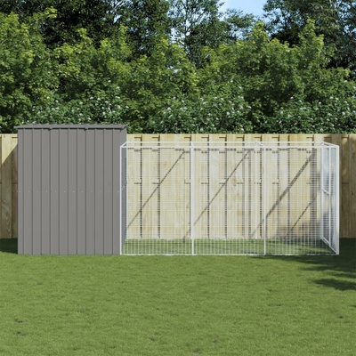 vidaXL Psí bouda s výběhem světle šedá 214 x 457 x 181 cm pozinkovaná ocel 9799.3189126