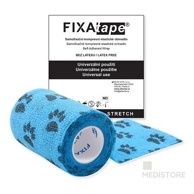 ALFA VITA, s.r.o. FIXAtape STRETCH Samofixačné elastické ovínadlo farba modrá s labkami, 7,5 cm x 450 cm 1 ks
