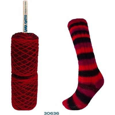 MERINO SOCKS Lana Gatto Farby MERINO SOCKS: 30636 červeno-čierny mix