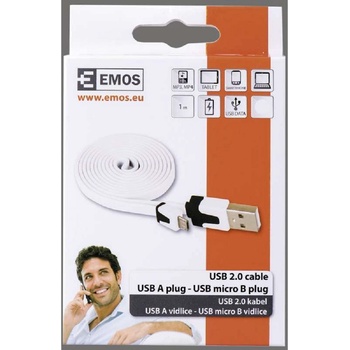 Emos SM7001W Kabel USB 2.0 A/M - micro B/M 1m, bílý