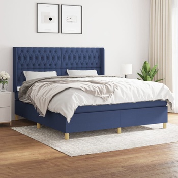 vidaXL Боксспринг легло с матрак, синьо, 180x200 см, плат (3132255)